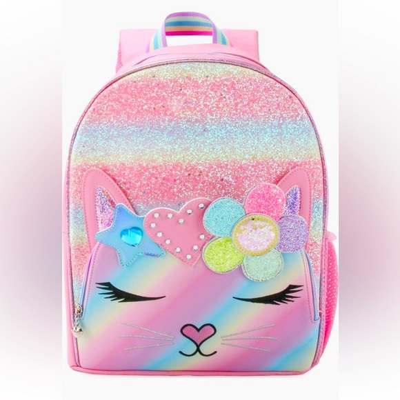 Miss Gwen’s OMG unicorn Miss Bella cat 15” backpack glitter pink rainbow bag $62 - Picture 1 of 13